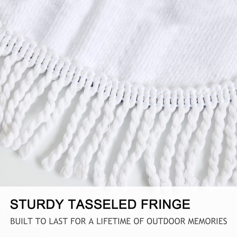 Sugar Skull Round Beach Towel Floral Tassel Tapestry Toalla Blanket 150cm