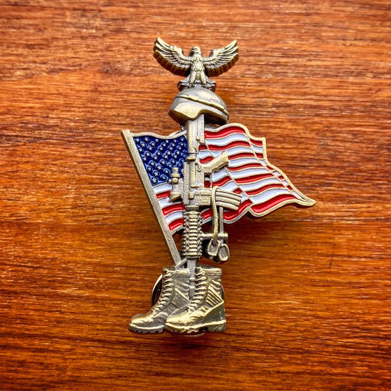 Boots Eagle American Flag Freedom Pin