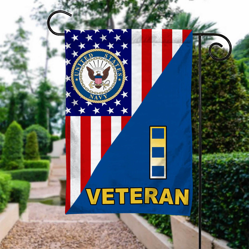 US Navy Warrant Officer Rank Veteran Garden Flag Double-sided Print