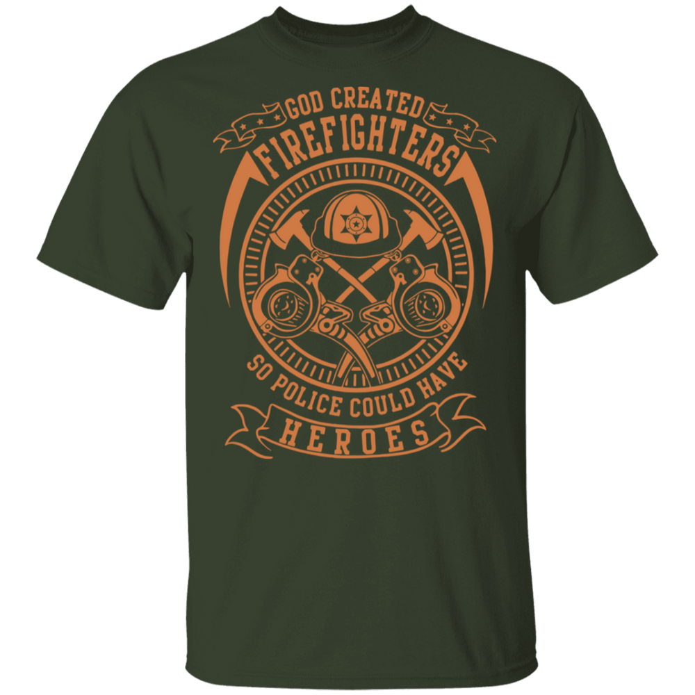 GOD CREATED FIREFIGHTER SHIRT