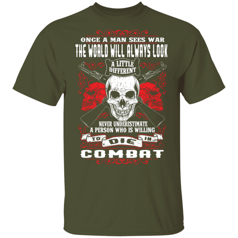 NEVER UNDERESTIMATE SOMEONE WHO IS WILLING TO DIE IN COMBAT SHIRT