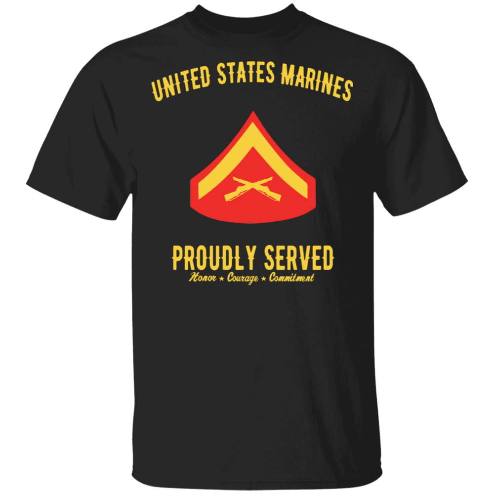 USMC CORPORAL E-3 PROUDLY SERVED SHIRT
