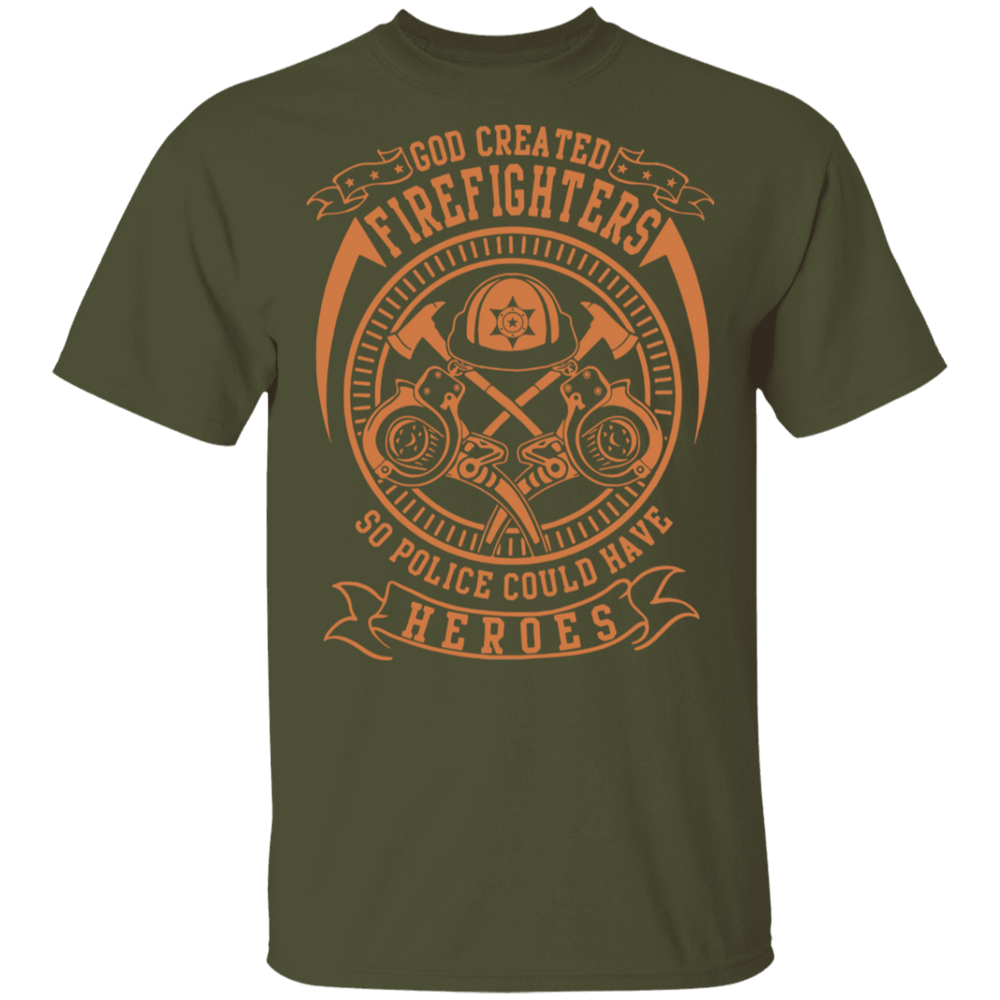 GOD CREATED FIREFIGHTER SHIRT