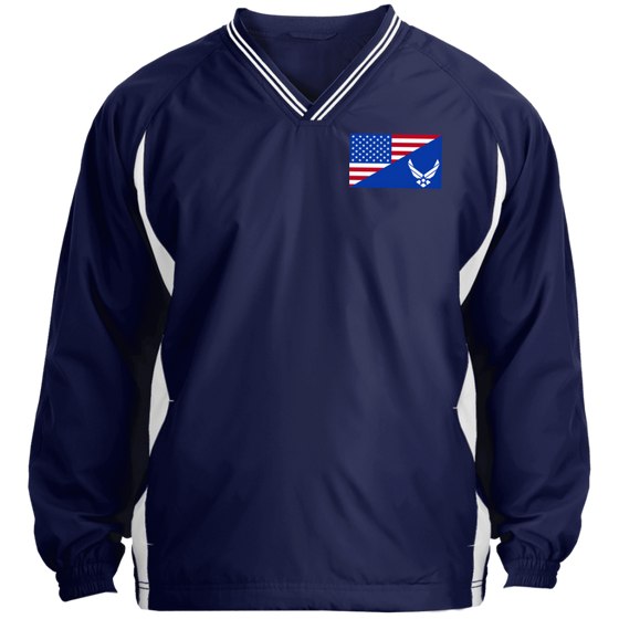 USA FLAG WITH AIR FORCE PATCH EMBROIDERED WINDSHIRT JACKET POLO