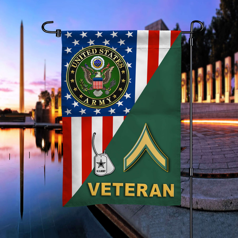 US. Rank Army Veteran Garden Flag Double-sided Print