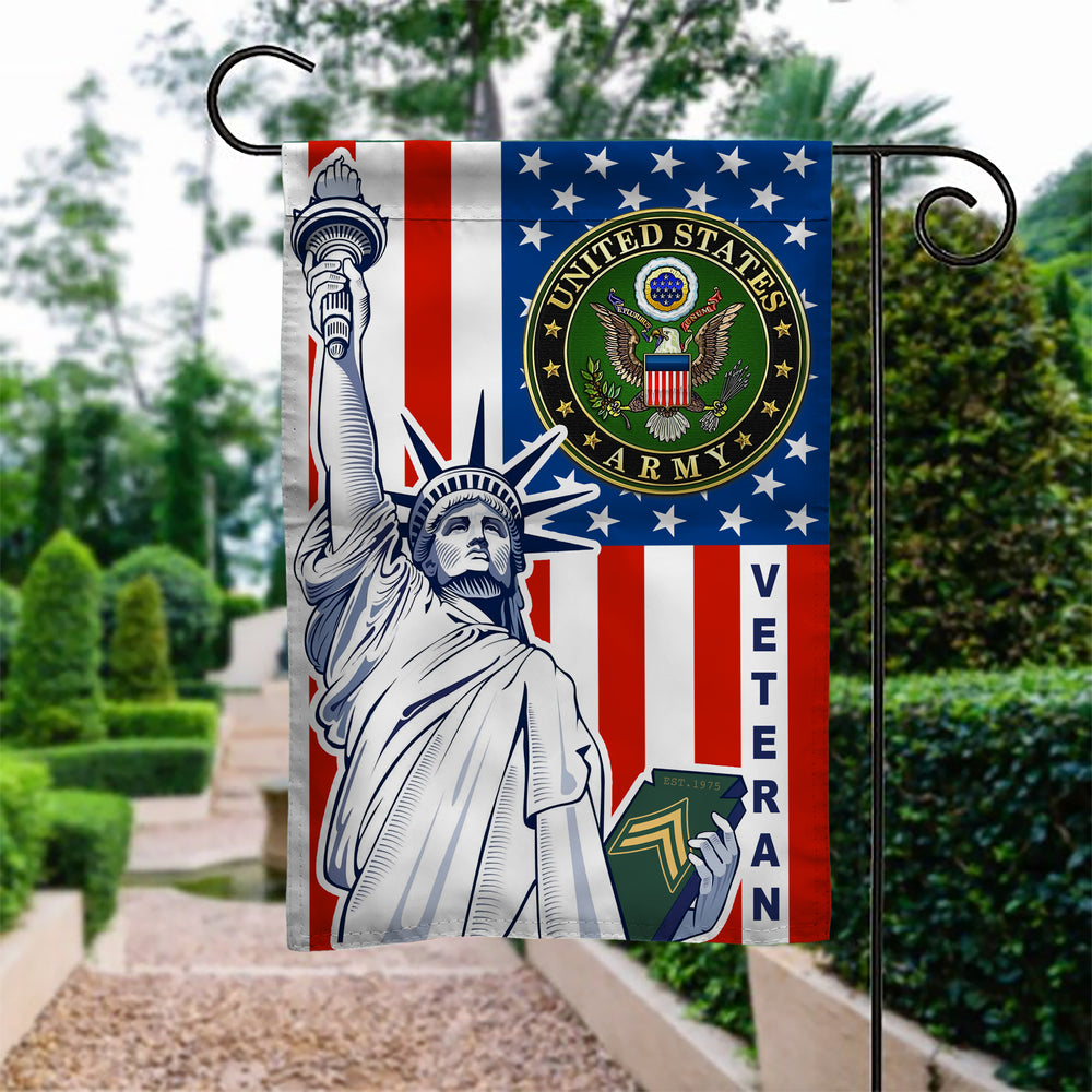 Statues of Liberty Rank Army Veteran Garden Flag Double-sided Print