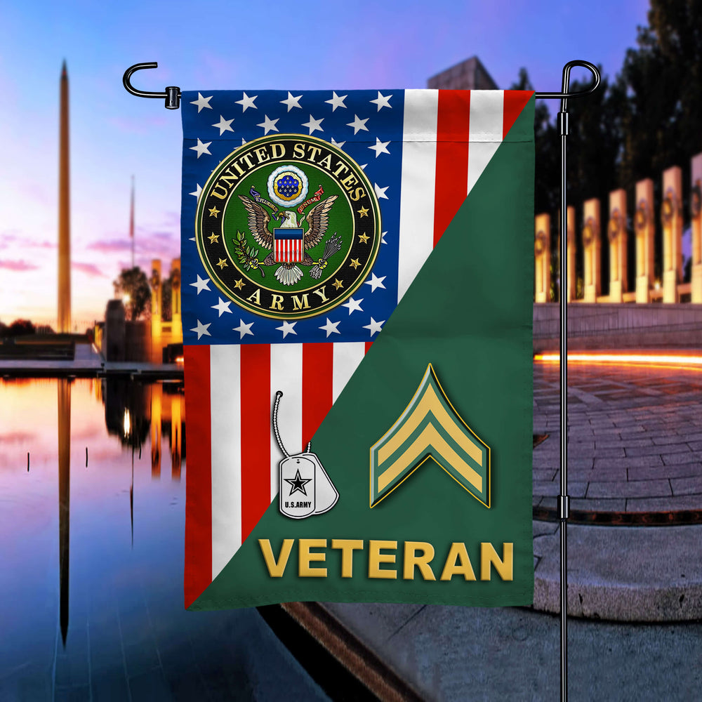 US. Rank Army Veteran Garden Flag Double-sided Print