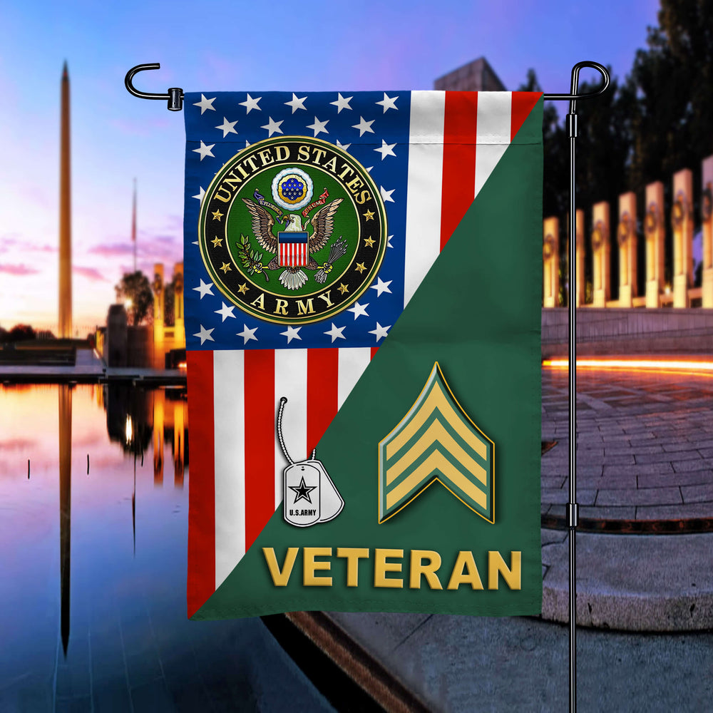 US. Rank Army Veteran Garden Flag Double-sided Print