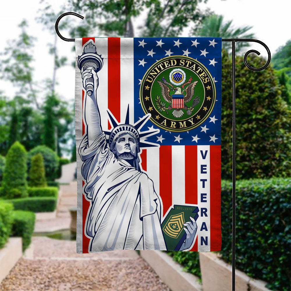 Statues of Liberty Rank Army Veteran Garden Flag Double-sided Print