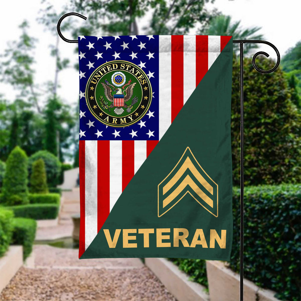 US Army Rank Army Veteran Garden Flag