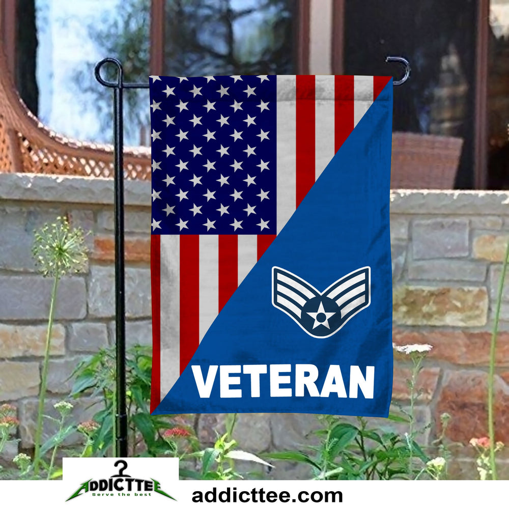 Rank Air Force Veteran Garden Flag