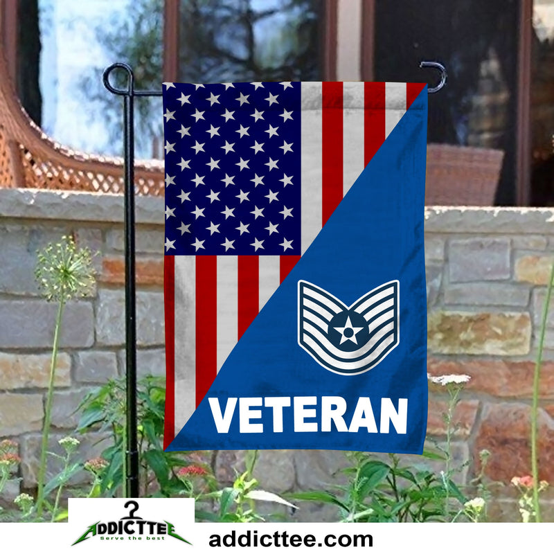 Rank Air Force Veteran Garden Flag - Gloritees