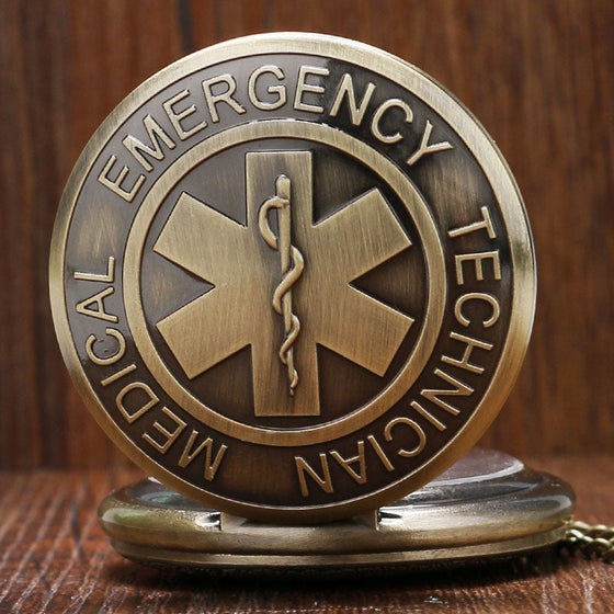 EMT Emergency Medical Technician Paramedic Badge Star of Life EMS Rescue Nurse Doctor Quartz Pocket Watch Necklace Pendant Gift