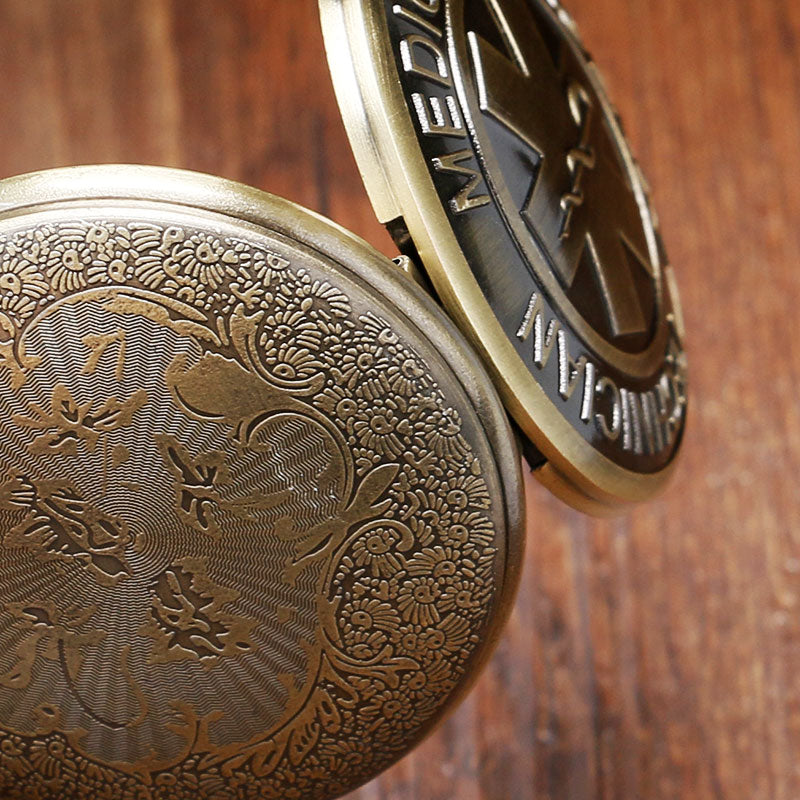 EMT Emergency Medical Technician Paramedic Badge Star of Life EMS Rescue Nurse Doctor Quartz Pocket Watch Necklace Pendant Gift