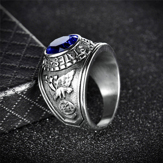 US Air Force Ring Size 14 Black/Red/Blue/Green Crystal Jewelry
