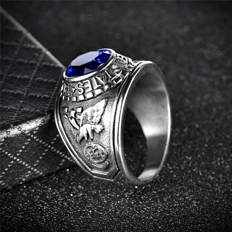 US Air Force Ring Size 14 Black/Red/Blue/Green Crystal Jewelry