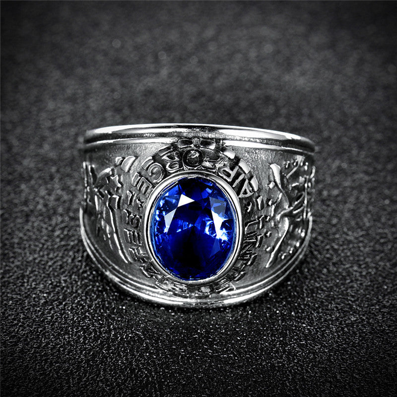 US Air Force Ring Size 14 Black/Red/Blue/Green Crystal Jewelry