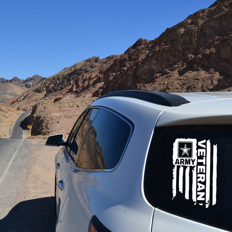 DISTRESSED UNITED STATES ARMY FLAG VETERAN VINYL DECAL STICKER U.S. ARMY