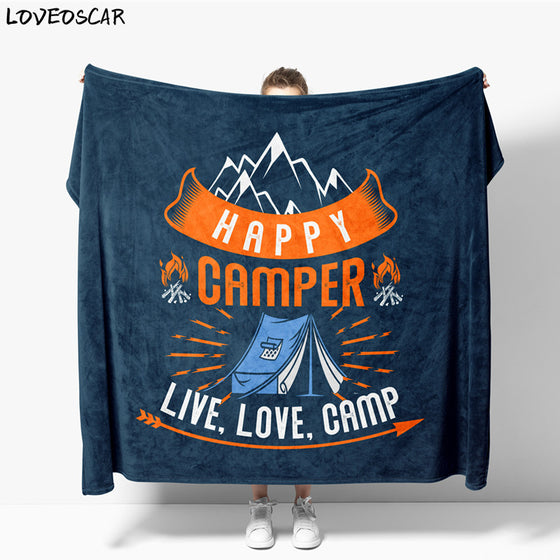 Happy Camper Navy Hairy Winter Bed Covers Tapestry