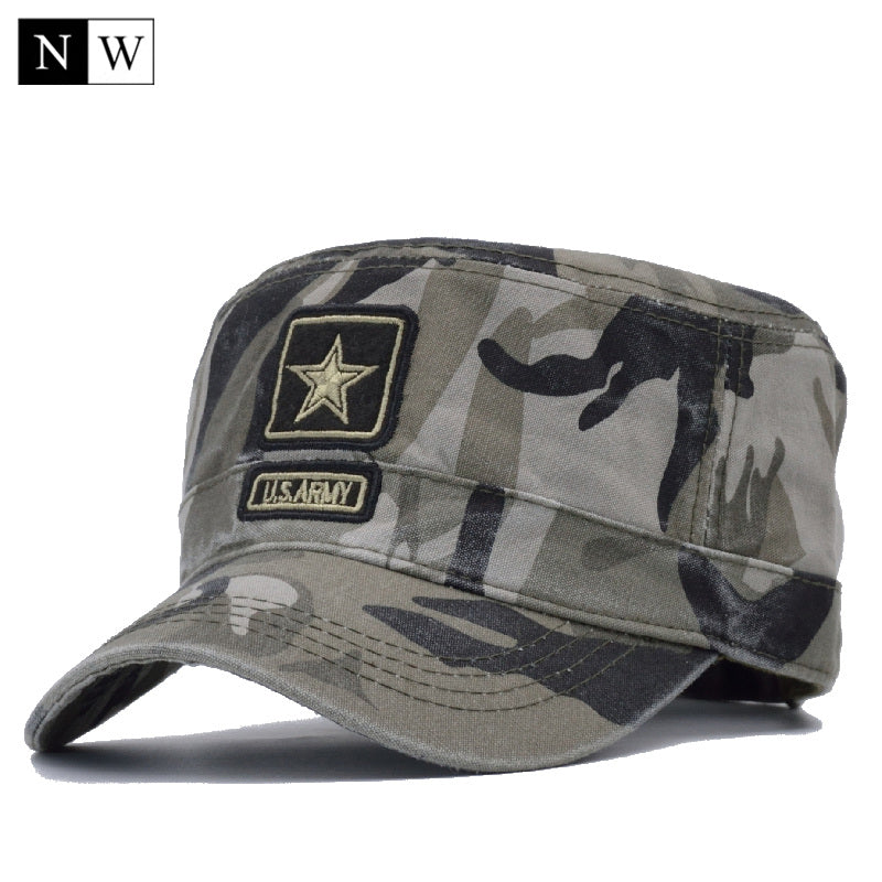 New Camo Flat Cap US Army Cap Men Baseball Cap