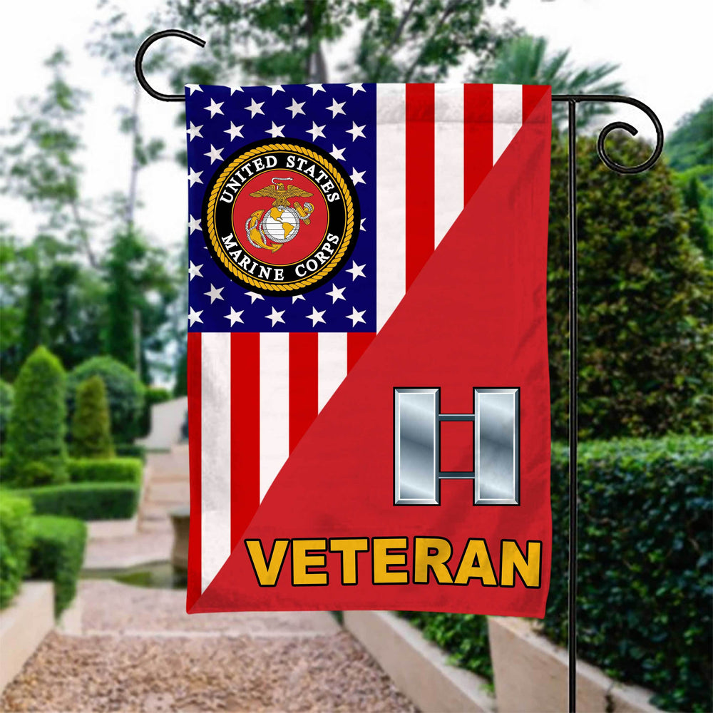 US Marines Officer rank Veteran Garden Flag Double-sided Print