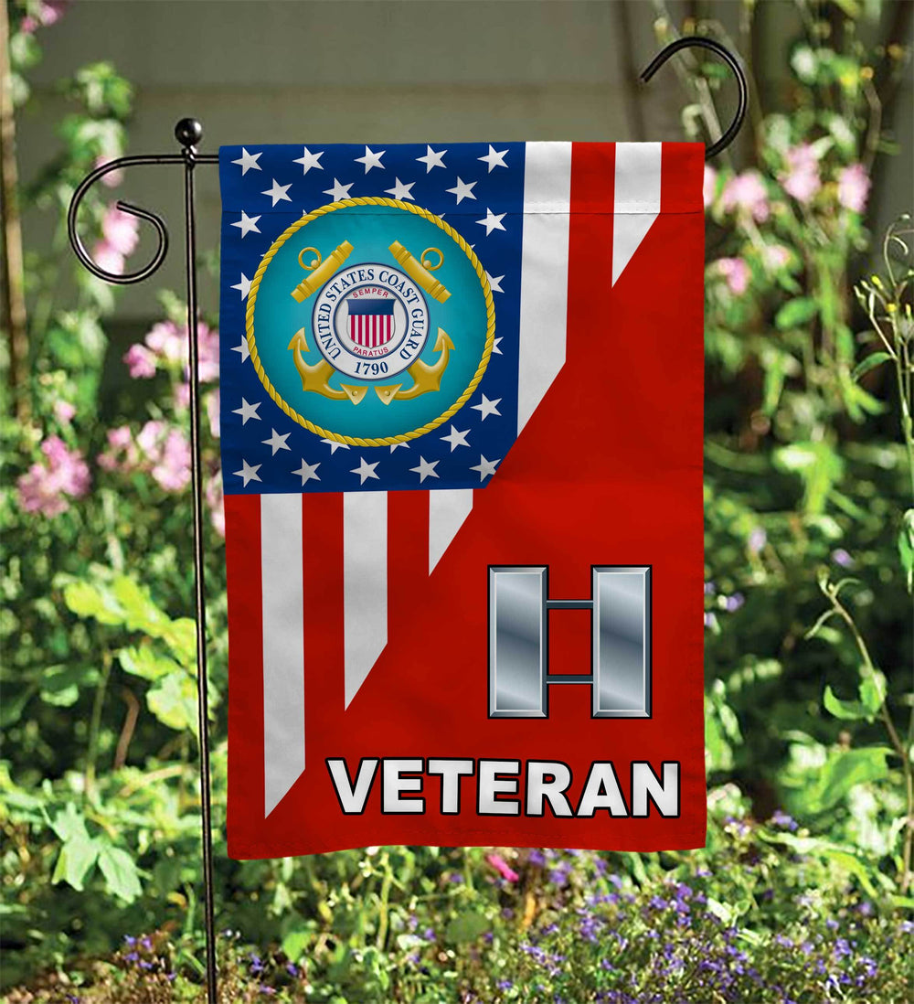 Coast Guard Officer Ranks Veteran Garden Flag Double-Sided Print
