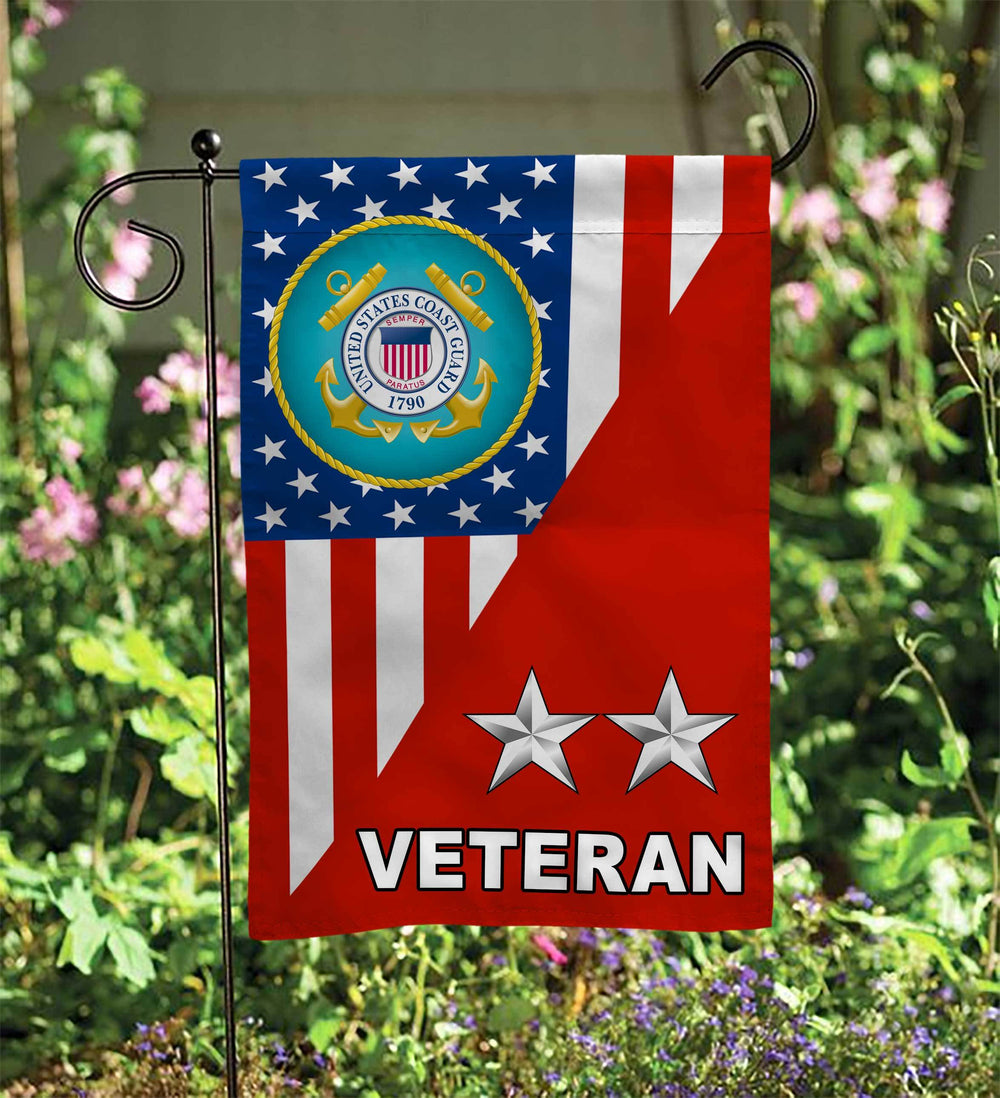 Coast Guard Officer Ranks Veteran Garden Flag Double-Sided Print