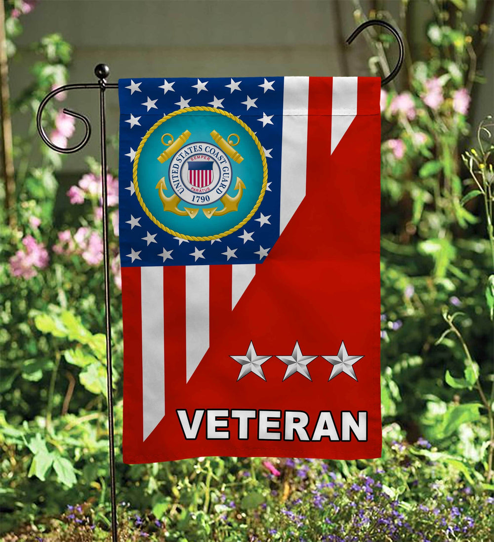 Coast Guard Officer Ranks Veteran Garden Flag Double-Sided Print