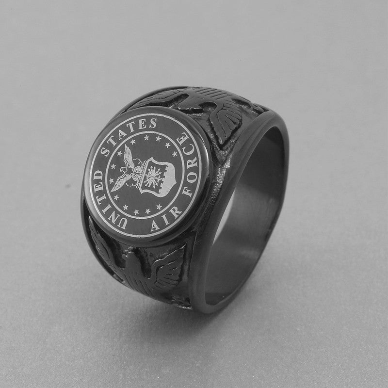 Black USA Military Ring United States MARINE CORPS US ARMY Men Rings In Stainless Steel