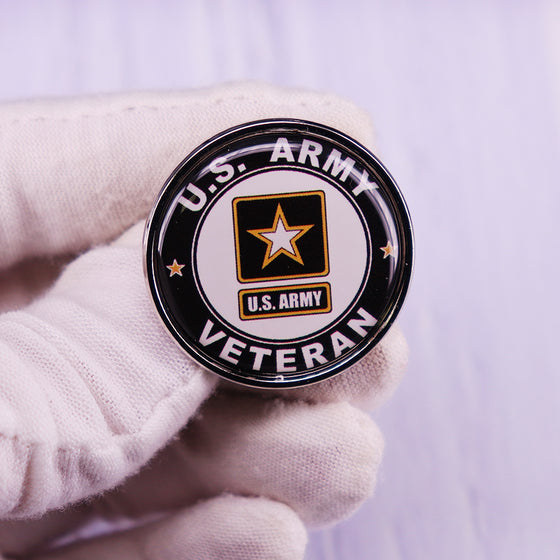 U.S. Army Veteran Pin Metal Button Brooch