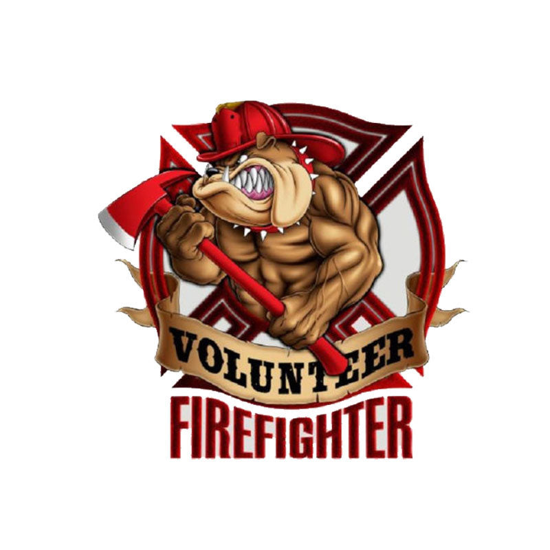 Bull Dog Volunteer Firefighter Reflective Decal Car Sticker