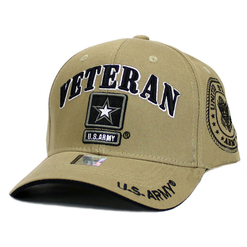U.S. ARMY hat Military VETERAN ARMY STRONG Licensed Baseball cap- Khaki Beige