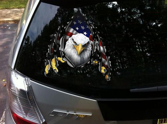 EAGLE RIPPING AMERICAN FLAG STICKER DECAL