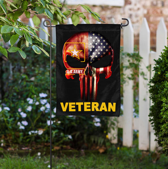Army Skull Veteran Garden Flag