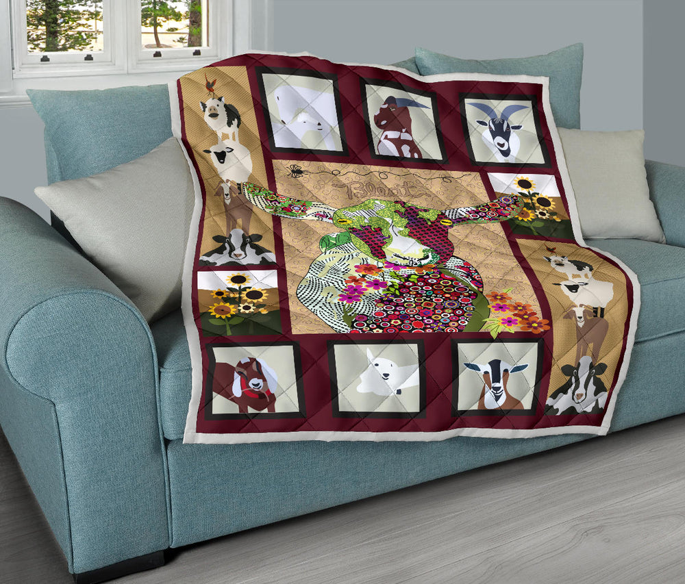 Baby goat on farm quilt