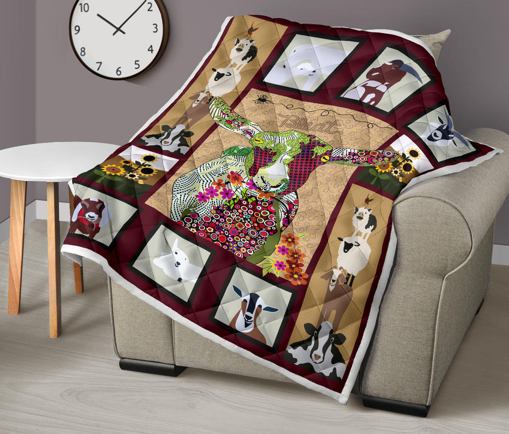 Baby goat on farm quilt