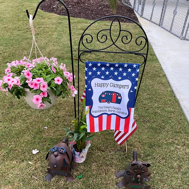 Stars and Stripes Campsite Flag PERSONALIZED Double Sided Garden Yard Flag