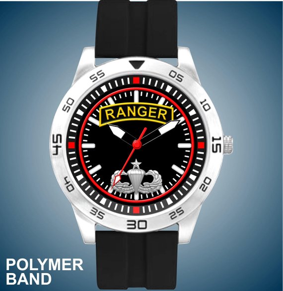 United States Army Ranger Tab Stainless Steel and Polymer Band Watch