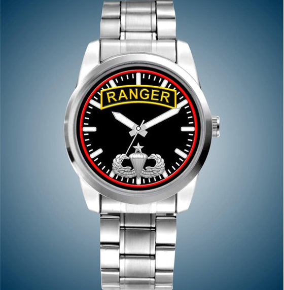 United States Army Ranger Tab Stainless Steel and Polymer Band Watch