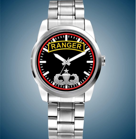 United States Army Ranger Tab Stainless Steel and Polymer Band Watch