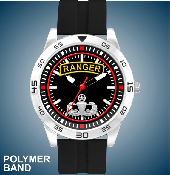United States Army Ranger Tab Stainless Steel and Polymer Band Watch