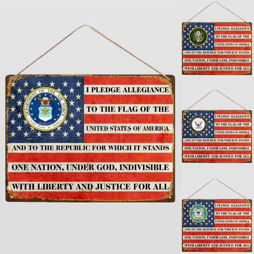 US Veteran I Pledge Allegiance To The Flag Metal Sign
