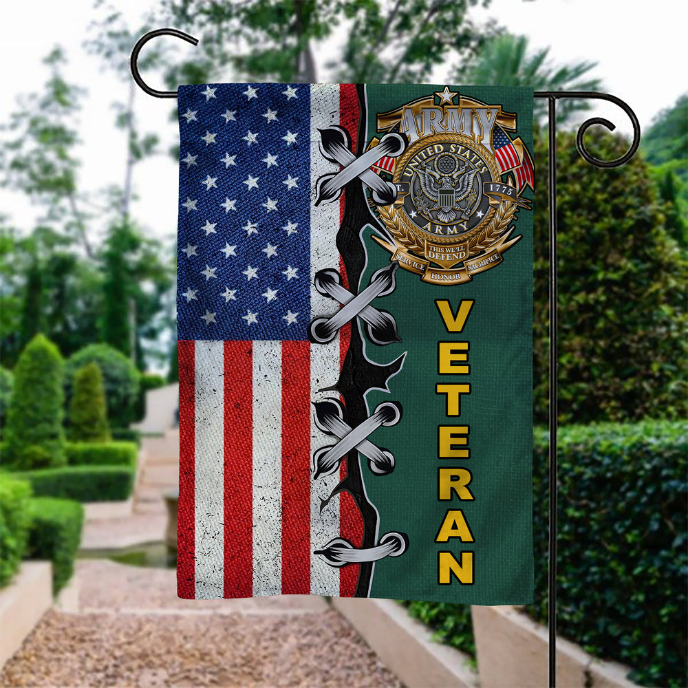 US Army Mix Veteran Garden Flag Double-sided Print