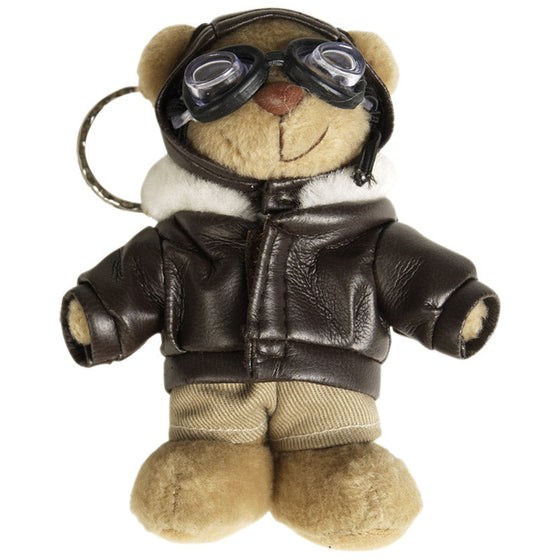 Teddy Bear Pilot Airman Aviator Aviation Army Officer Small Toy Key Ring Keyring