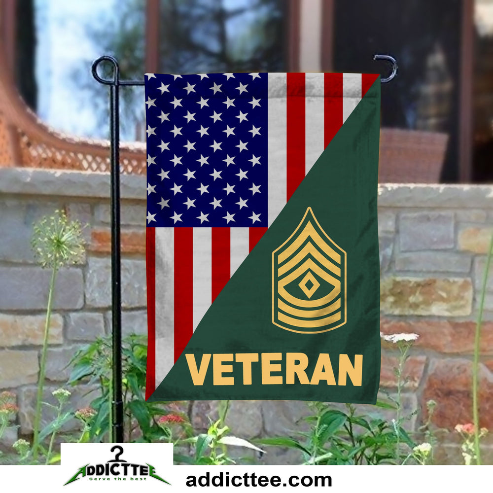 Rank Army Veteran Garden Flag