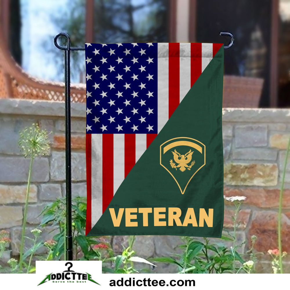 Rank Army Veteran Garden Flag