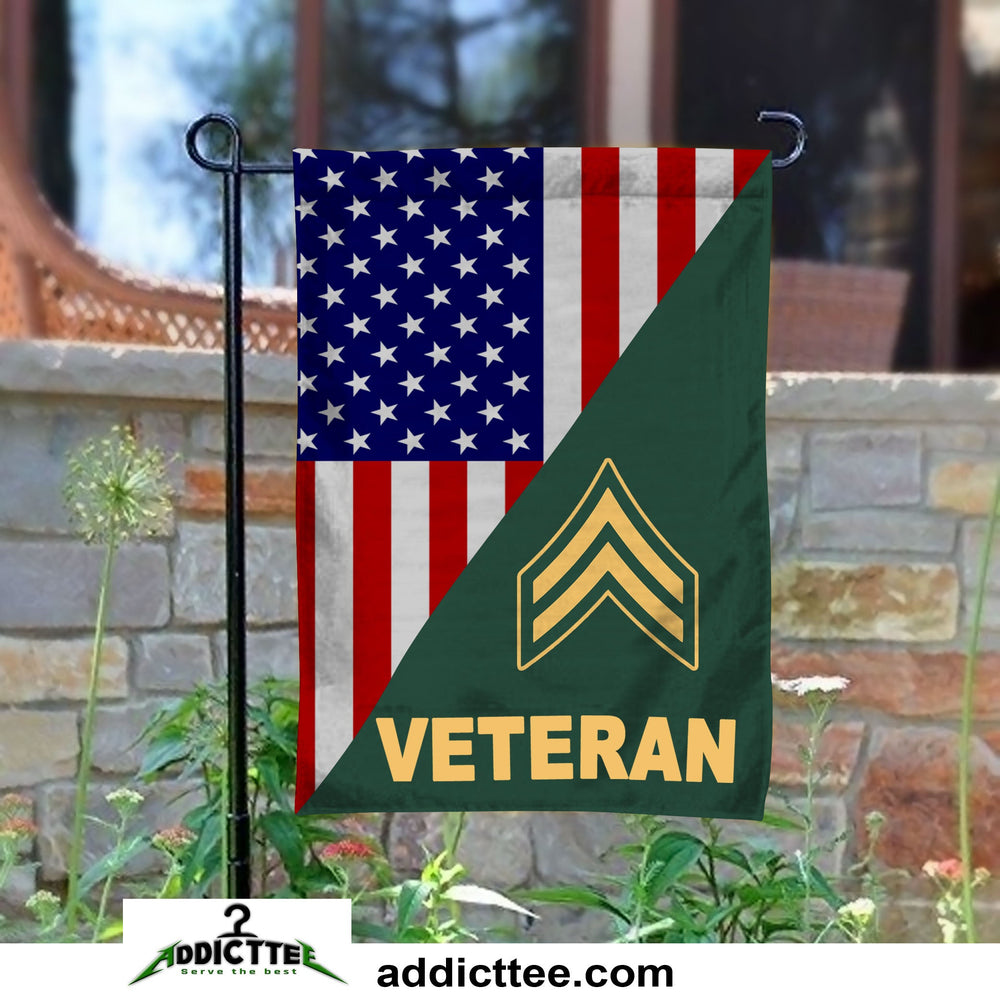 Rank Army Veteran Garden Flag