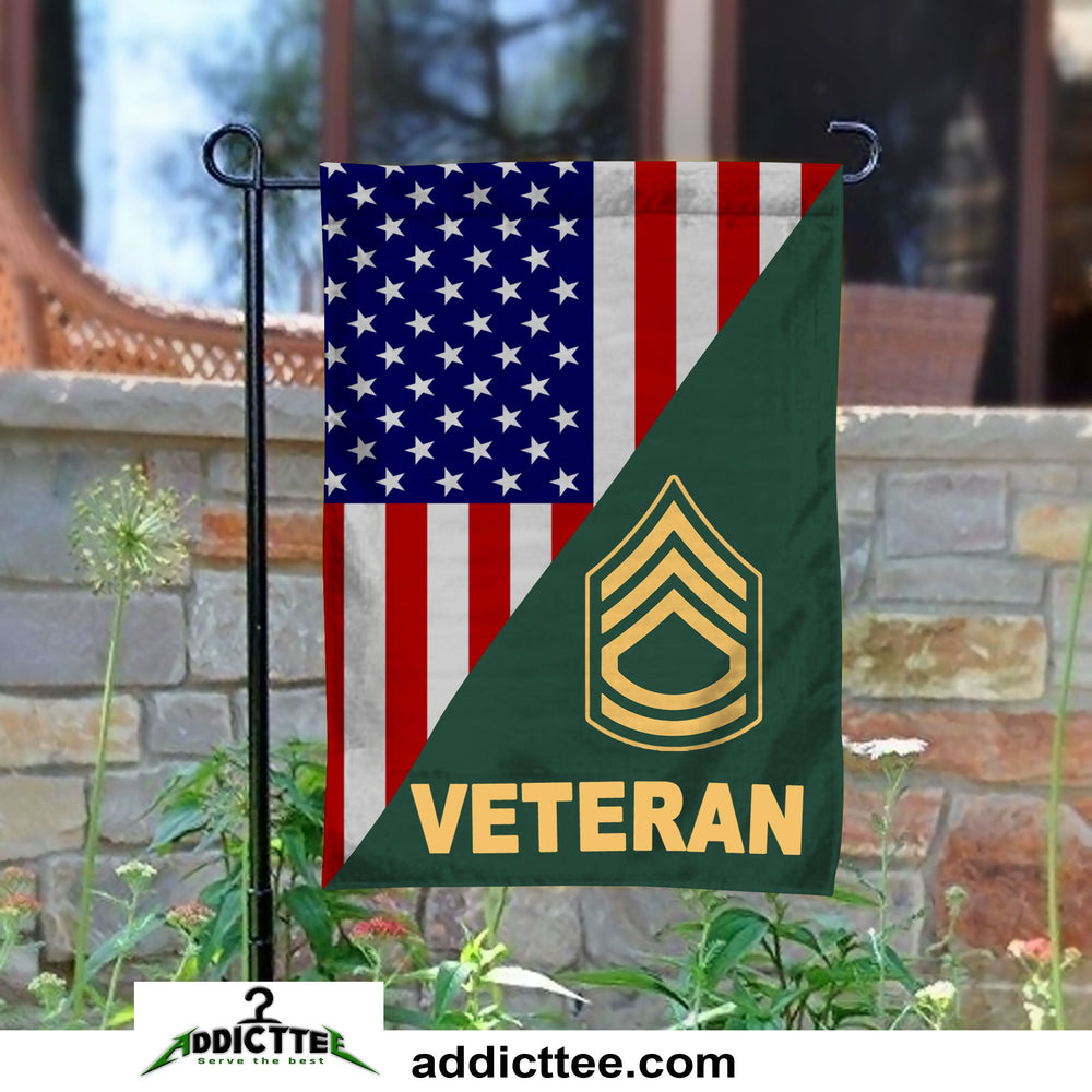 Rank Army Veteran Garden Flag