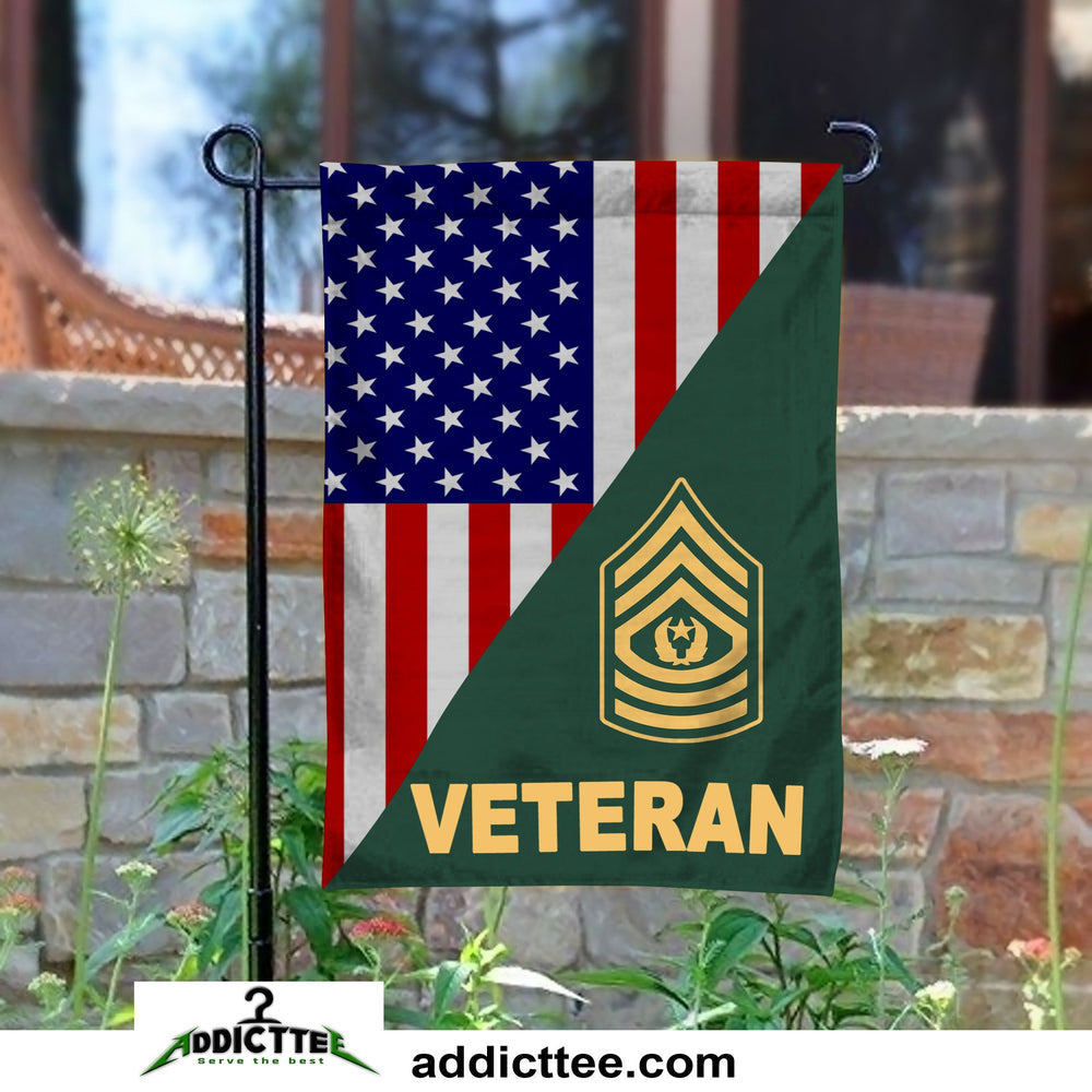 Rank Army Veteran Garden Flag