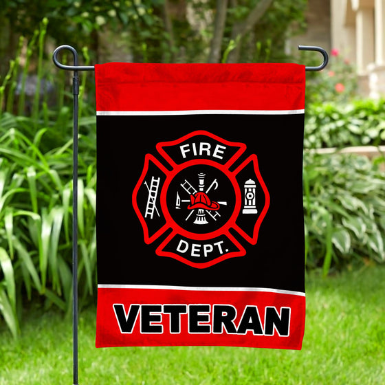 Firefighter Veteran Garden Flag